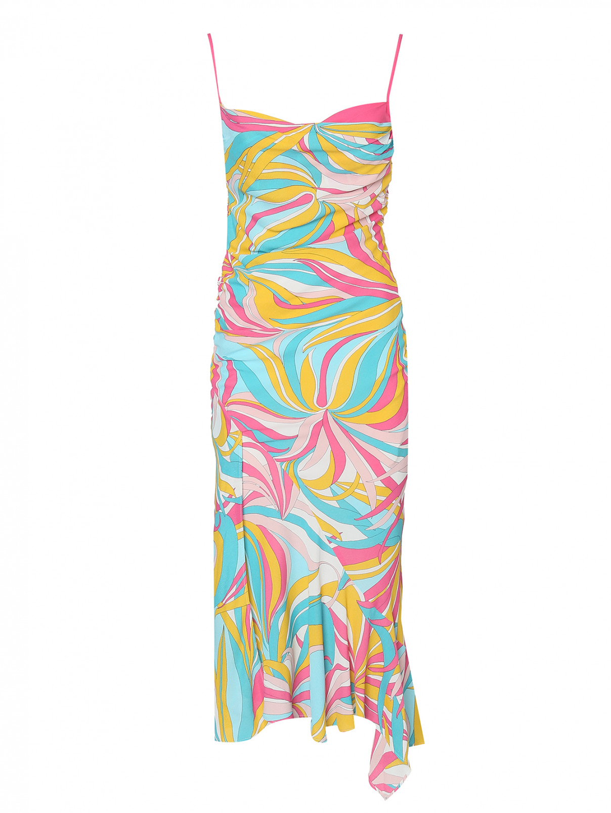 Платье из вискозы с разрезом PINKO  –  Общий вид  – Цвет:  Мультиколор
