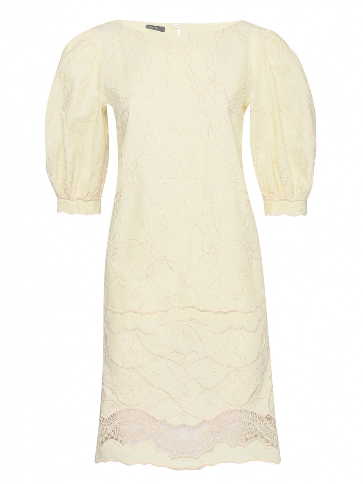 Платье-мини из хлопка с вышивкой Alberta Ferretti  –  Общий вид  – Цвет:  Желтый