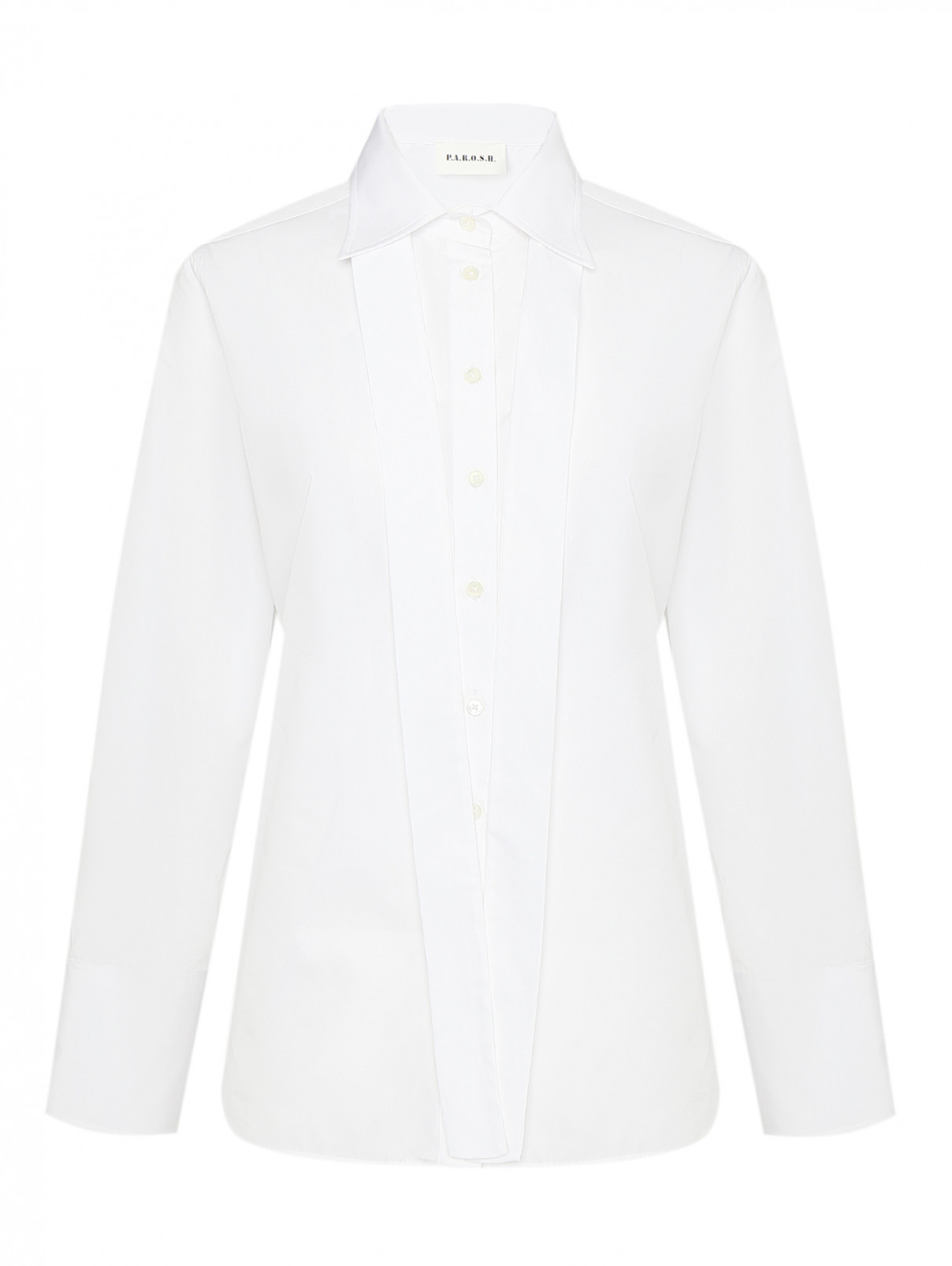 Рубашка с бантом и широкими манжетами P.A.R.O.S.H.  –  Общий вид  – Цвет:  Белый