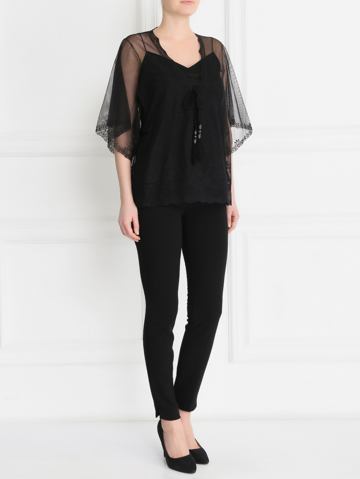 Блуза свободного кроя с вышивкой Veronique Branquinho  –  Модель Общий вид  – Цвет:  Черный