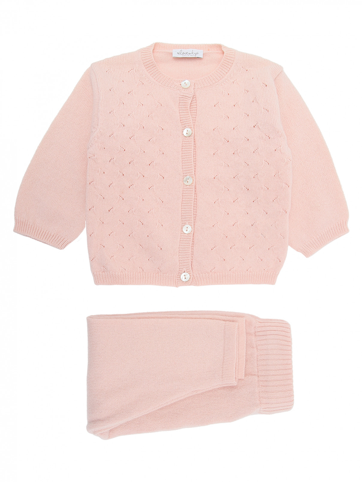 Кашемировый костюм: кофточка и штанишки Kyo  –  Общий вид  – Цвет:  Розовый