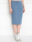 Джинсовая юбка-карандаш с декоративными отстрочками Ashley Graham x Marina Rinaldi  –  МодельВерхНиз
