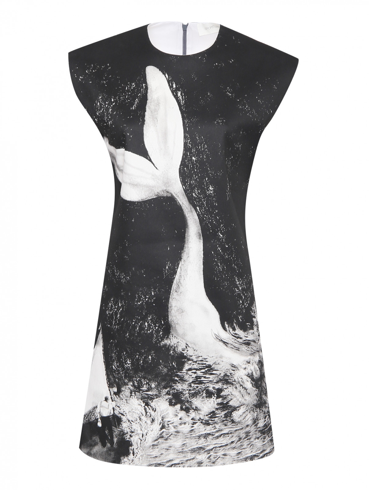 Платье прямого кроя с узором Sportmax  –  Общий вид  – Цвет:  Черный