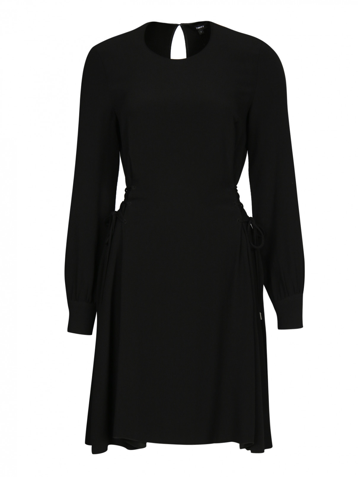 Приталенное платье-мини со шнуровкой Theory  –  Общий вид  – Цвет:  Черный