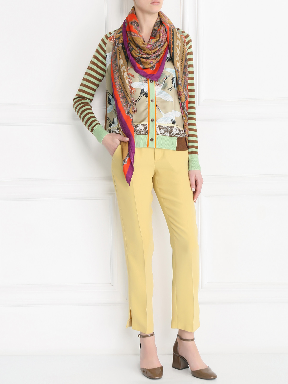 Шелковые брюки прямого кроя Joseph  –  Модель Общий вид  – Цвет:  Желтый