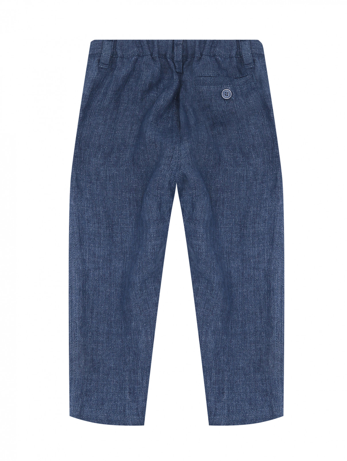 Однотонные брюки изо льна с карманами Il Gufo  –  Обтравка1  – Цвет:  Синий