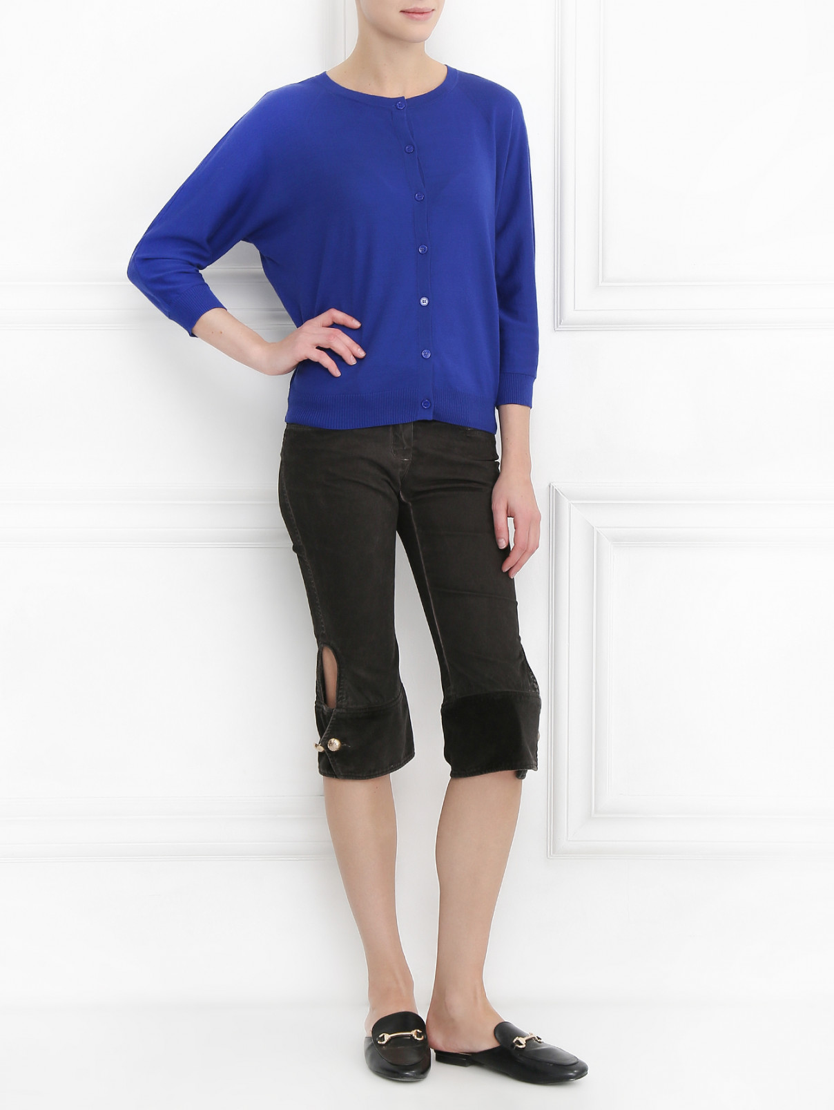 Укороченные брюки из смешанного хлопка Roberta Scarpa  –  Модель Общий вид  – Цвет:  Коричневый