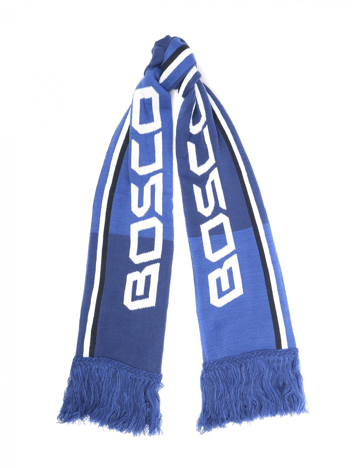 Шарф с узором BOSCO  –  Общий вид  – Цвет:  Синий