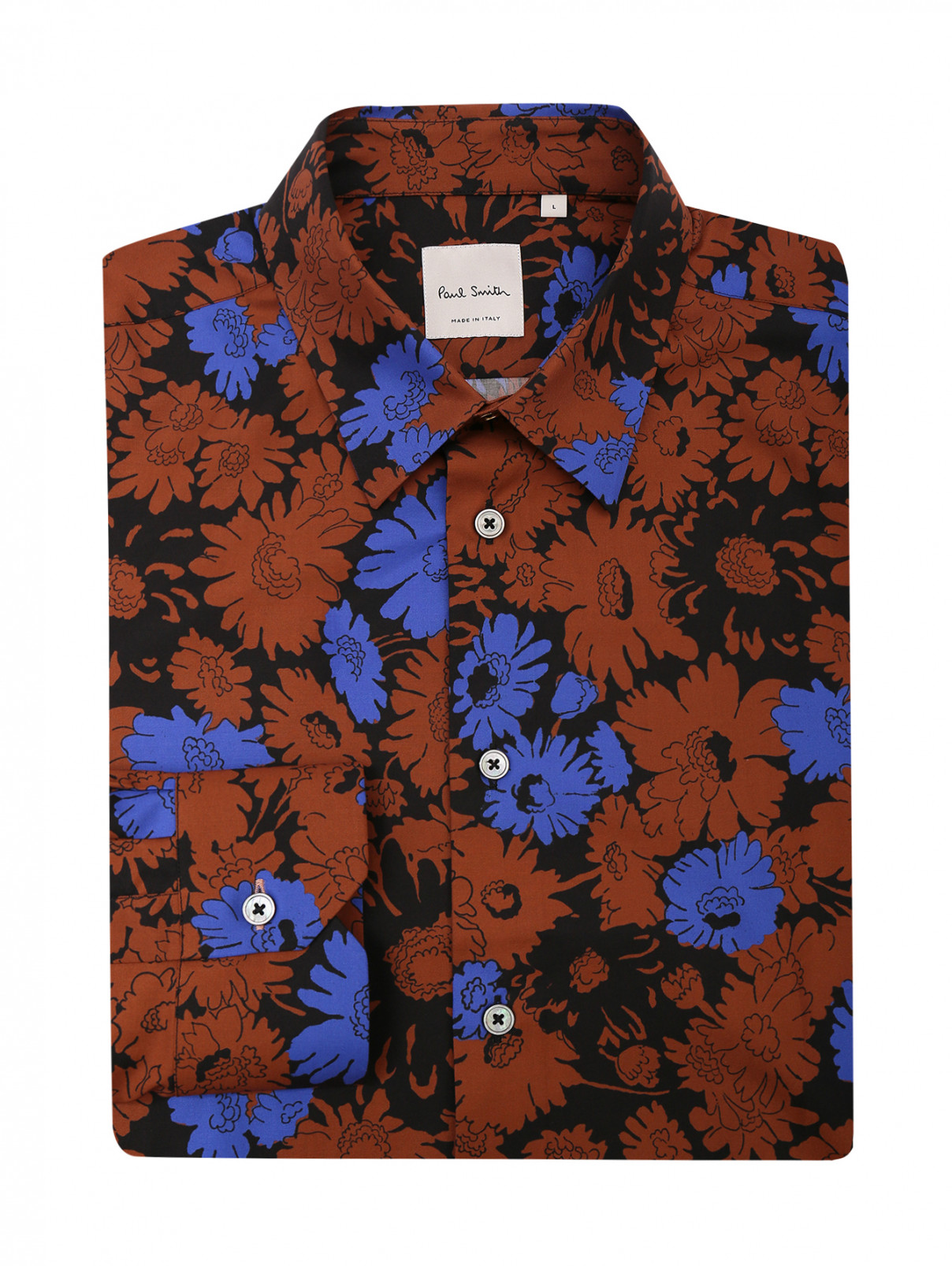 Рубашка из хлопка с узором Paul Smith  –  Общий вид  – Цвет:  Черный