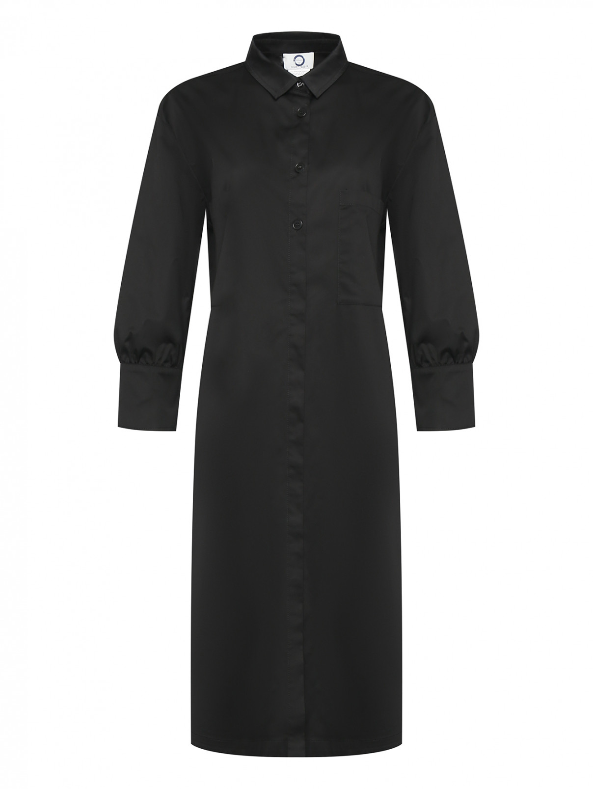Платье-рубашка с карманами Marina Rinaldi  –  Общий вид  – Цвет:  Черный