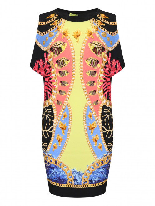 Трикотажное платье с узором Versace Jeans - Общий вид