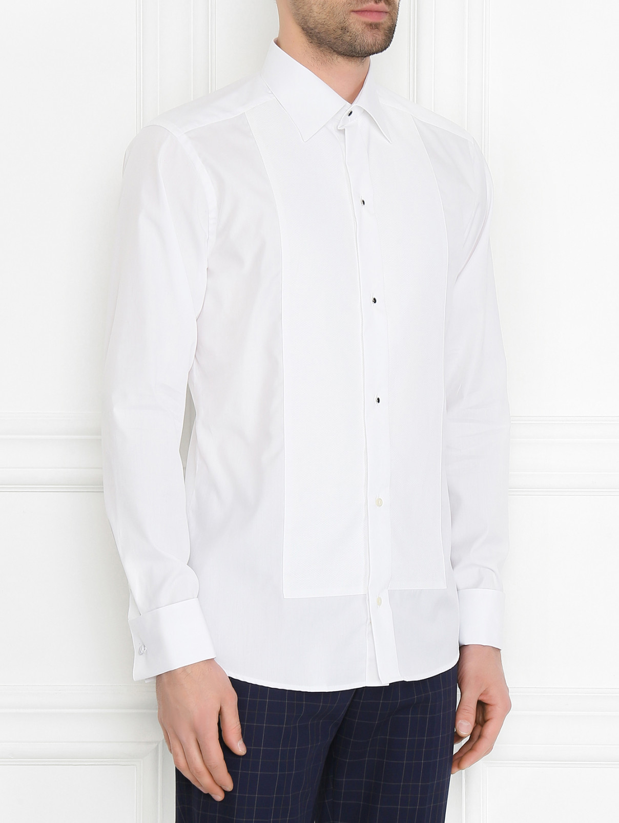 Рубашка из хлопка с манишкой Eton  –  МодельВерхНиз  – Цвет:  Белый