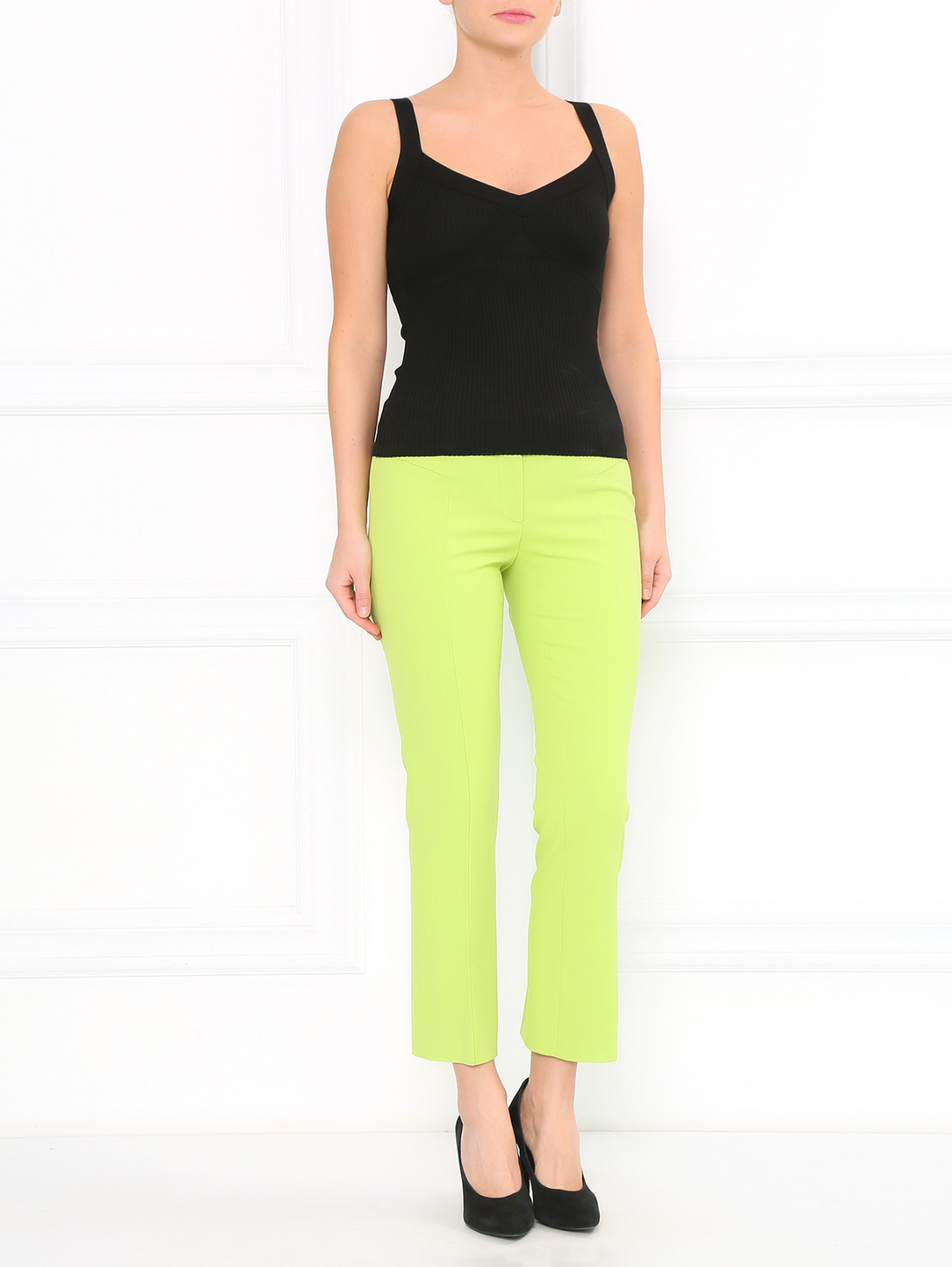 Зауженные брюки из шерсти Moschino  –  Модель Общий вид  – Цвет:  Зеленый