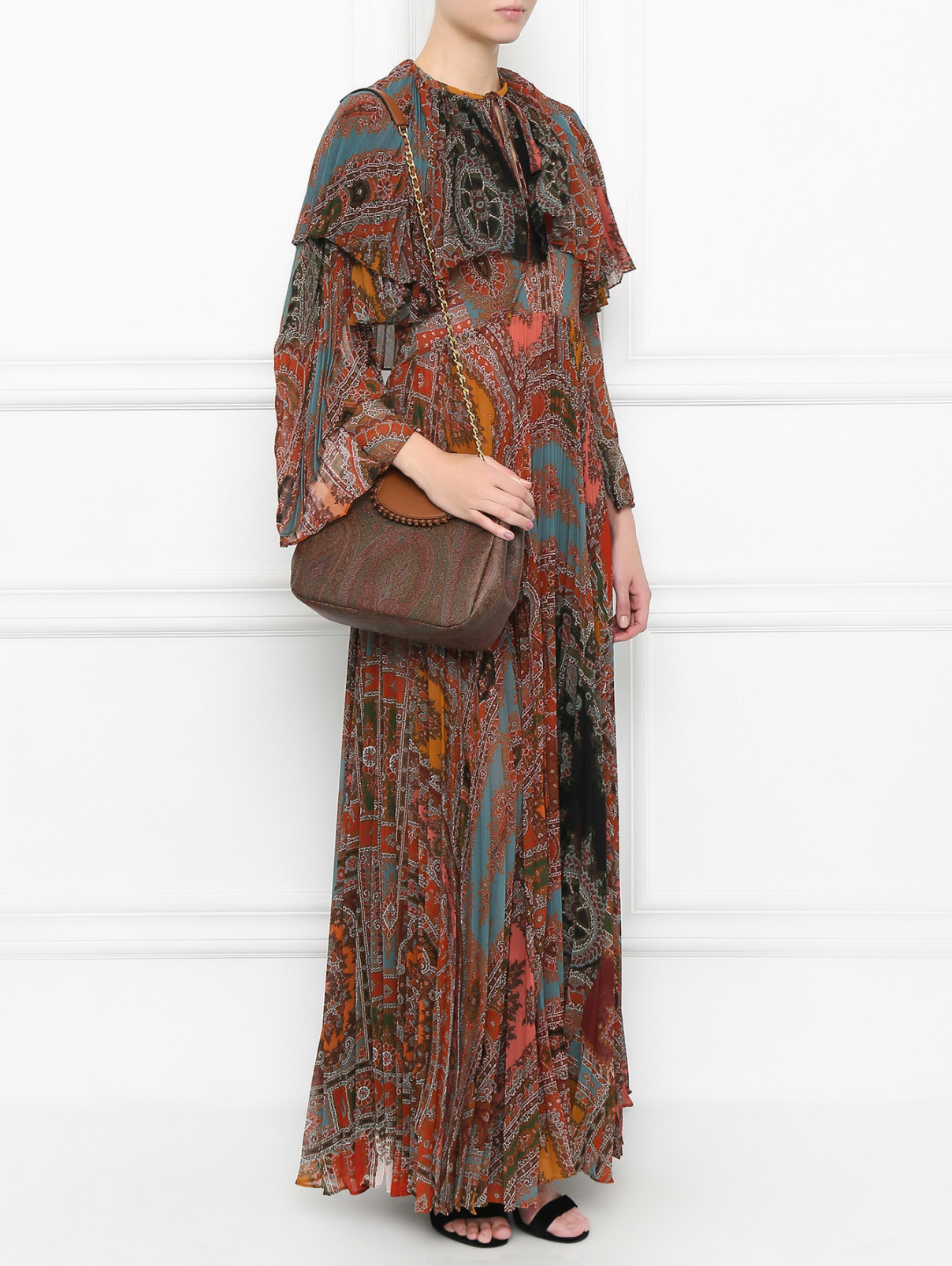 Платье-макси с узором "пейсли" Etro  –  Модель Общий вид  – Цвет:  Коричневый