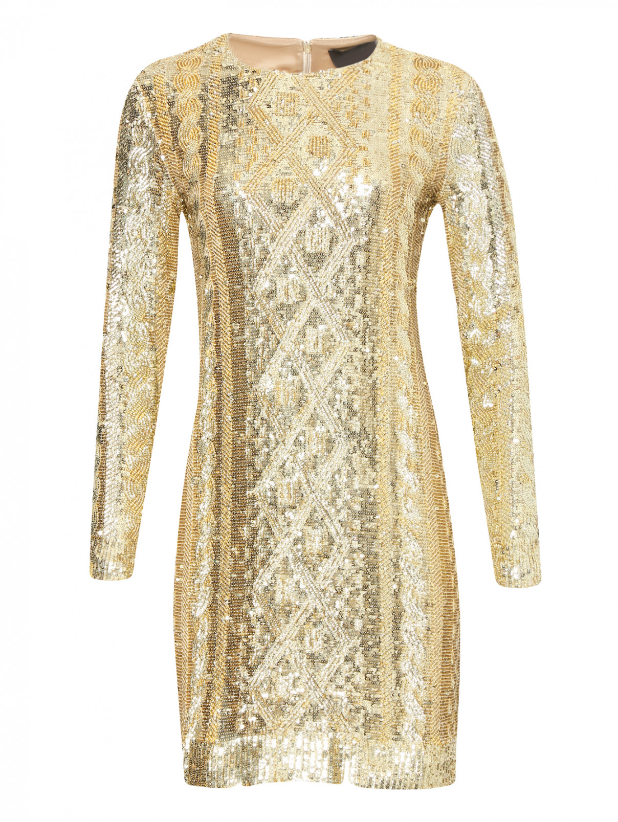 Платье декорированное пайетками Max Mara  –  Общий вид  – Цвет:  Золотой