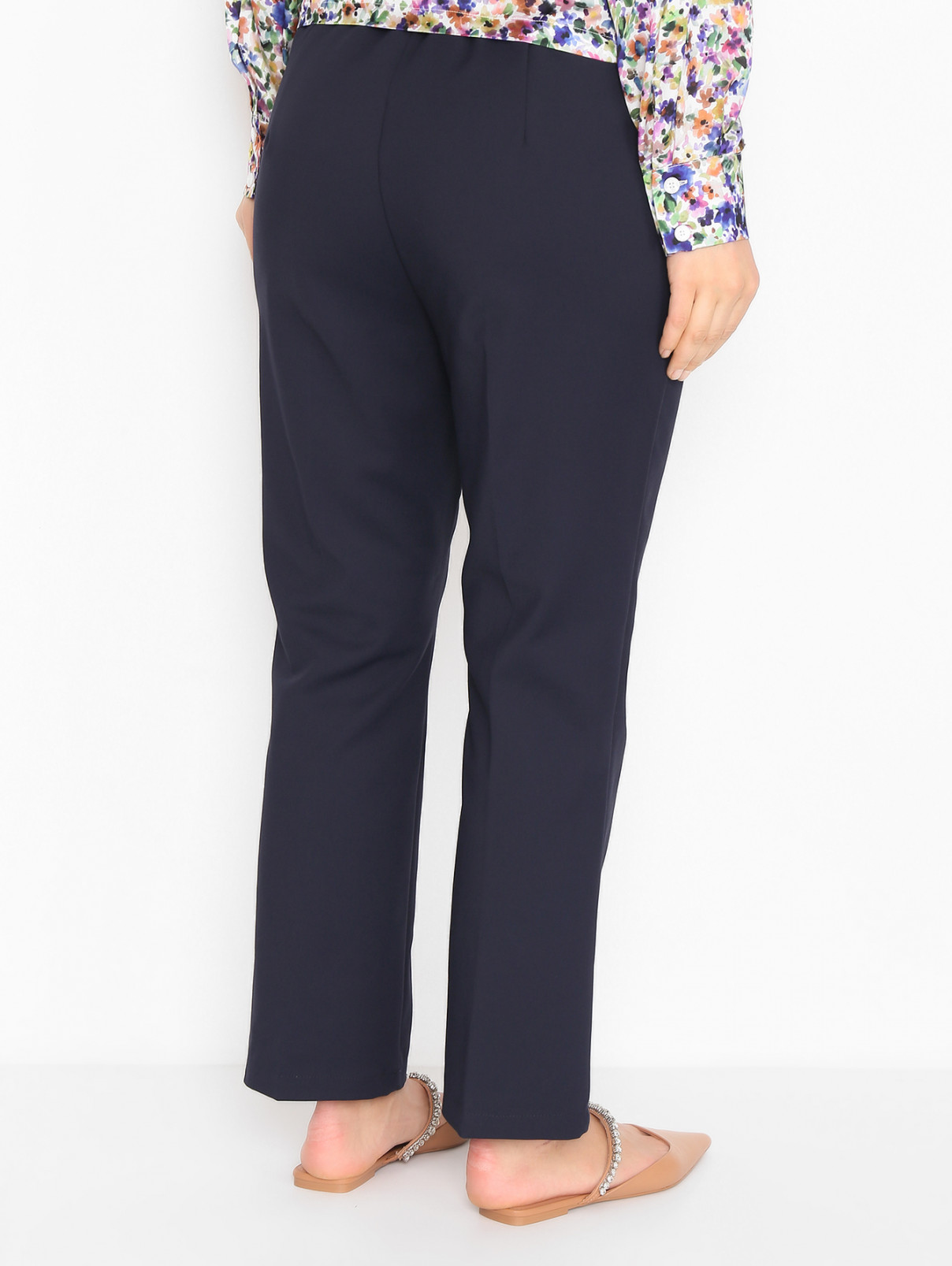 Однотонные брюки из смешанного хлопка Marina Rinaldi  –  МодельВерхНиз1  – Цвет:  Синий