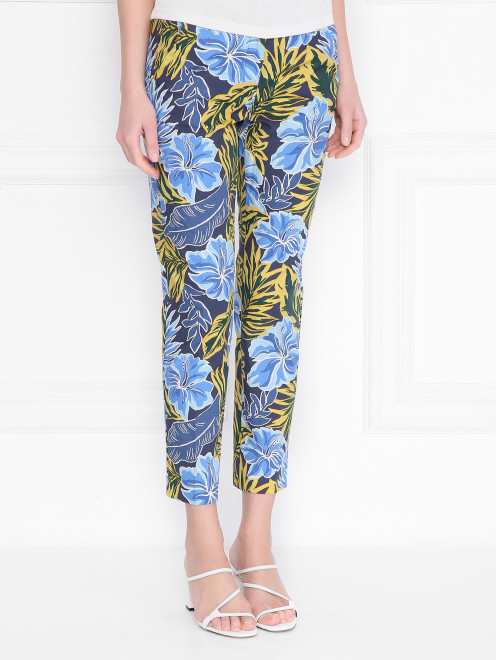 Укороченные брюки из смешанного хлопка с узором Weekend Max Mara - МодельВерхНиз