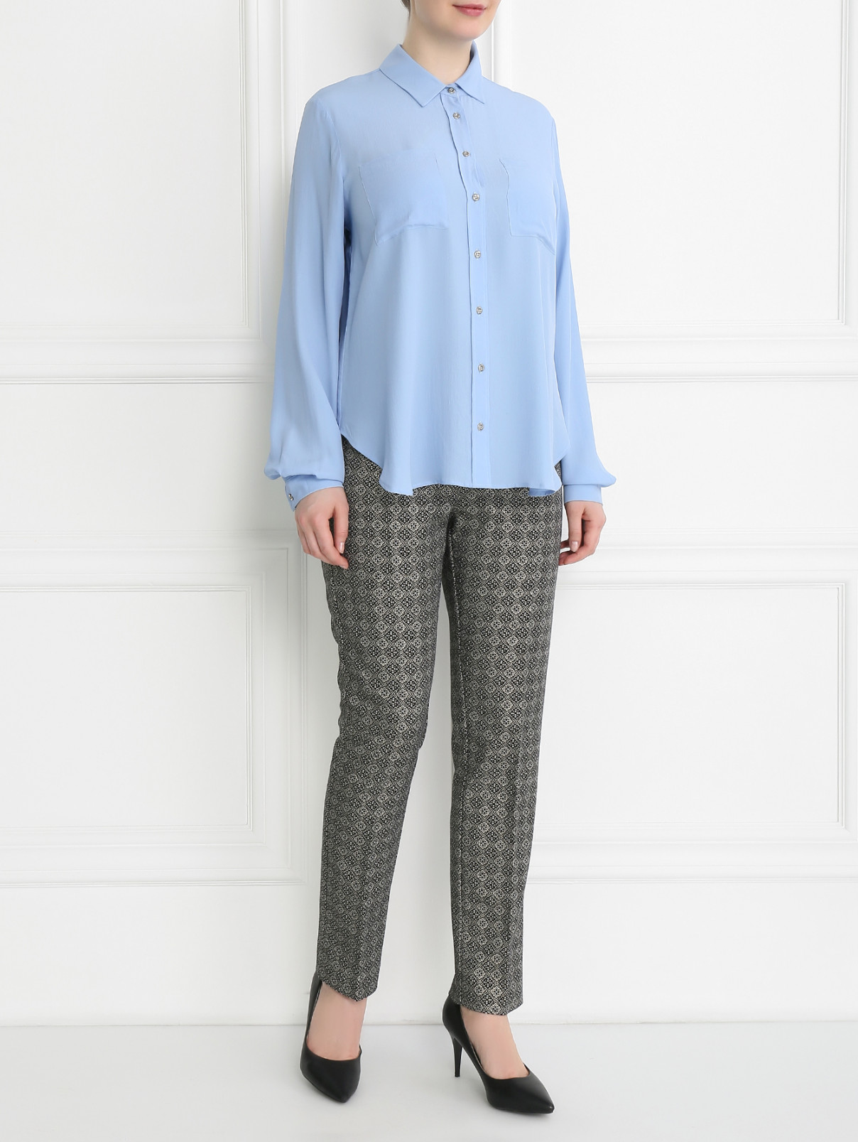 Блуза с накладными карманами Marina Sport  –  Модель Общий вид  – Цвет:  Синий