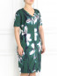 Платье-мини с цветочным узором и V-образным вырезом Marina Rinaldi  –  Модель Верх-Низ
