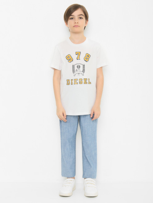 Хлопковая футболка с принтом Diesel - МодельОбщийВид