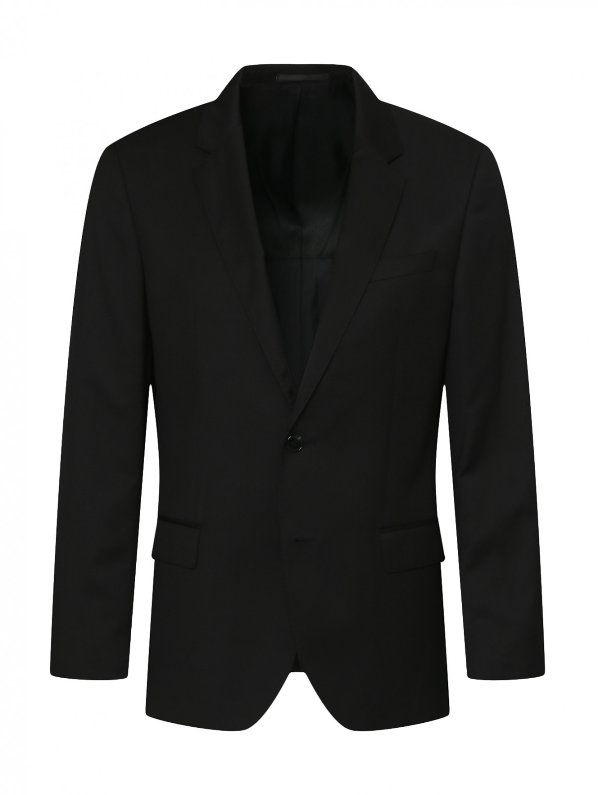 Пиджак из шерсти однобортный Boss  –  Общий вид  – Цвет:  Черный