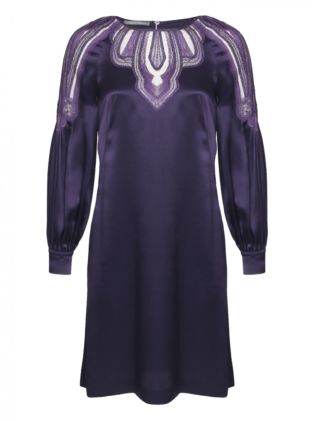 Платье из шелка с декоративной вышивкой Alberta Ferretti  –  Общий вид  – Цвет:  Фиолетовый