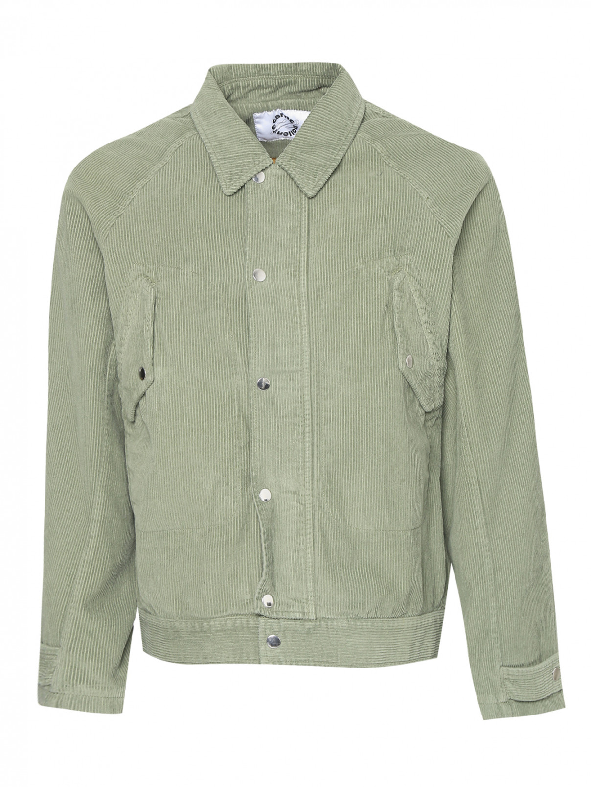 Куртка вельветовая на кнопках Carne Bollente  –  Общий вид  – Цвет:  Зеленый