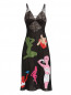 Платье миди из шелка на тонких бретелях с отделкой из кружева и аппликациями Moschino Couture  –  Общий вид