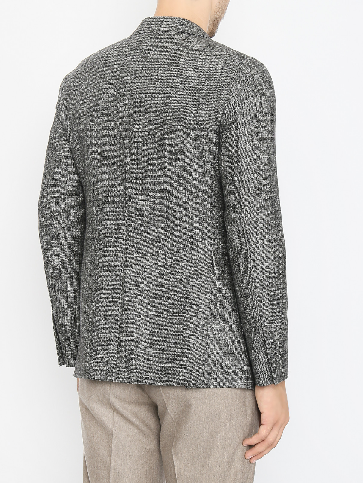 Пиджак из шерсти с узором LARDINI  –  МодельВерхНиз1  – Цвет:  Серый
