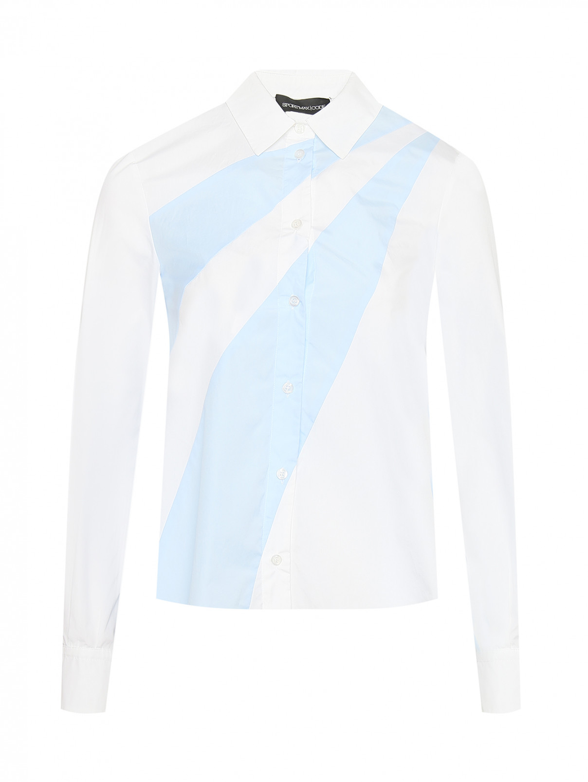 Рубашка из хлопка с контрастными вставками Sportmax Code  –  Общий вид  – Цвет:  Мультиколор
