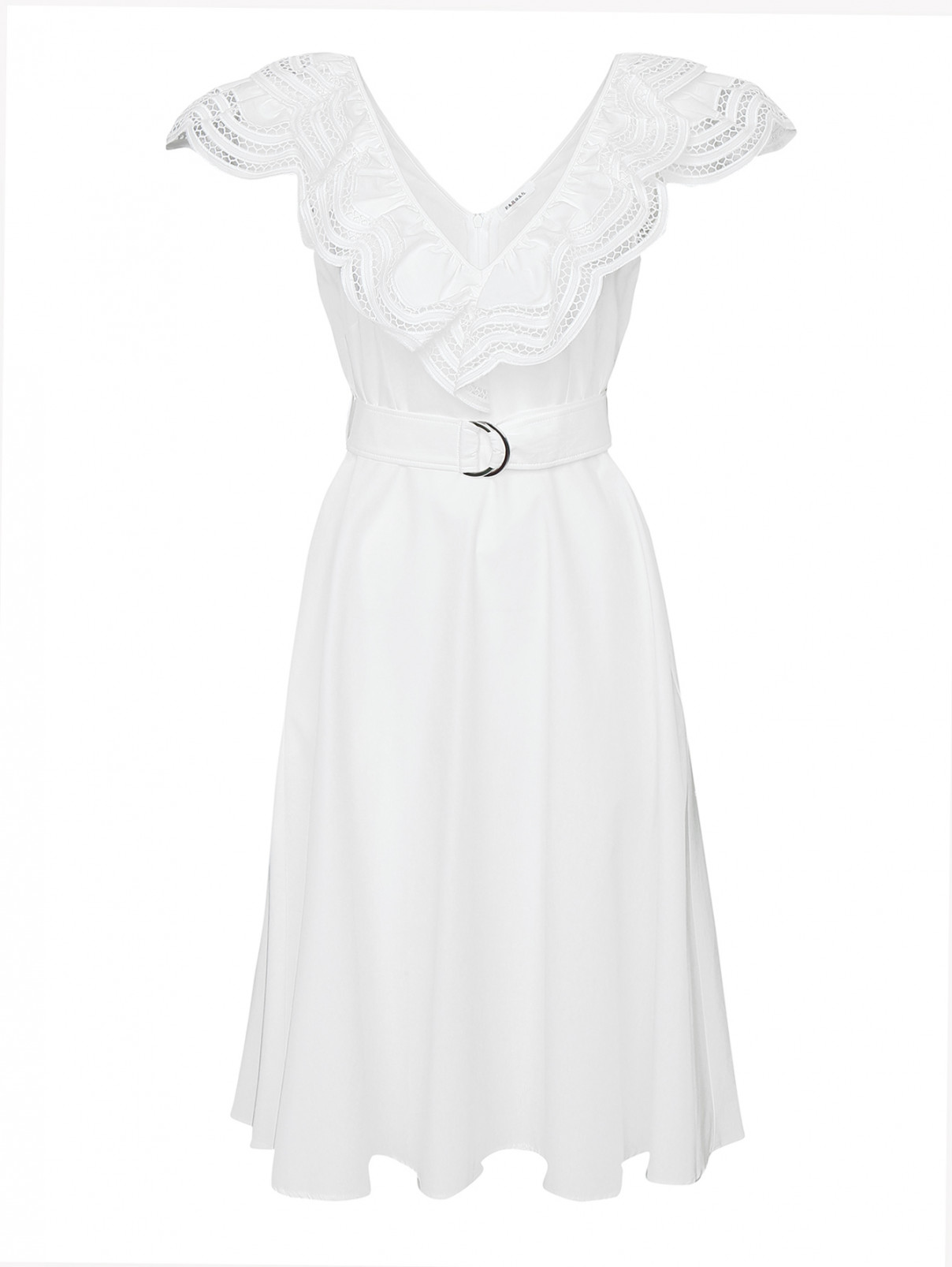 Платье хлопковое с кружевом P.A.R.O.S.H.  –  Общий вид  – Цвет:  Белый