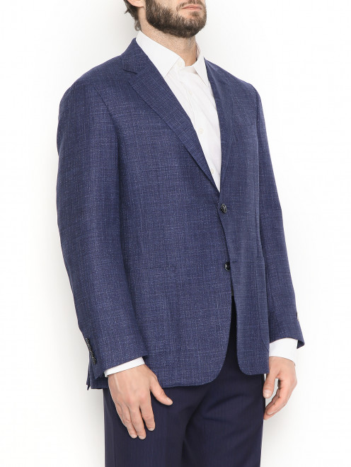Пиджак из шерсти шелка и льна с карманами Canali - МодельВерхНиз