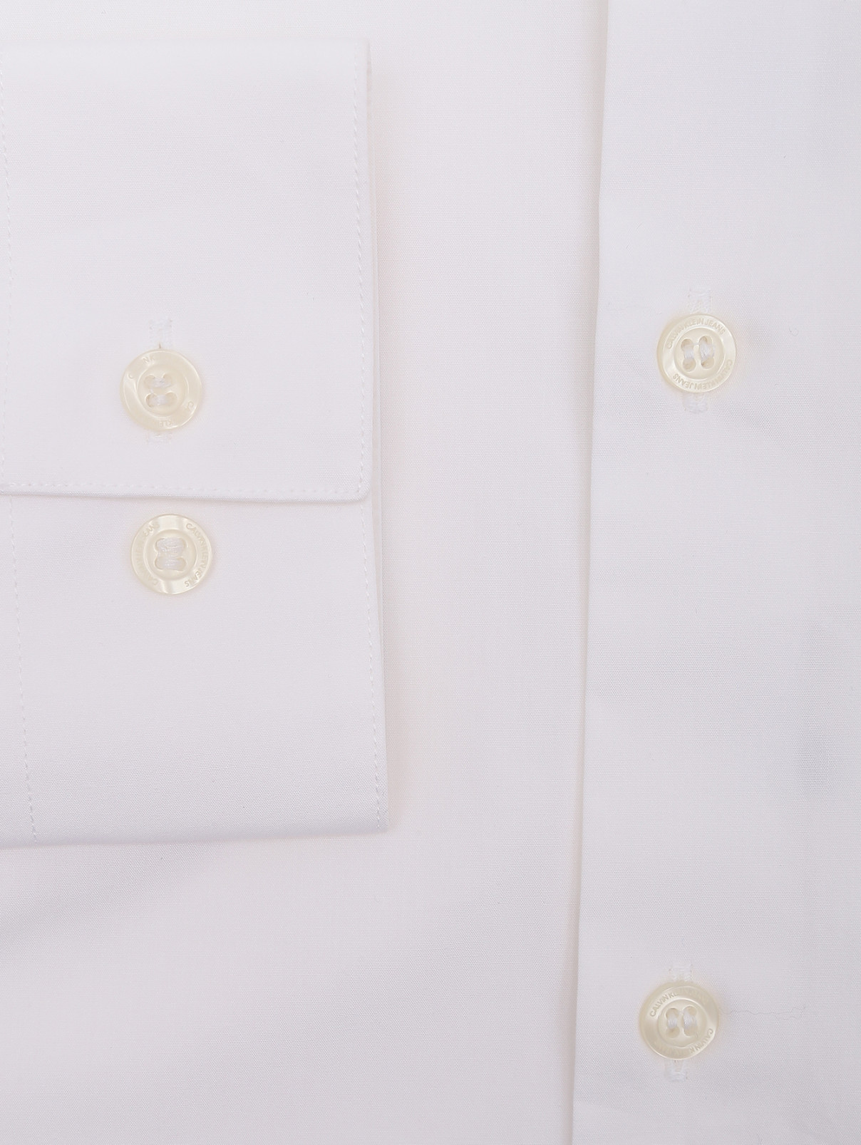Рубашка из хлопка с вышивкой Calvin Klein  –  Деталь1  – Цвет:  Белый