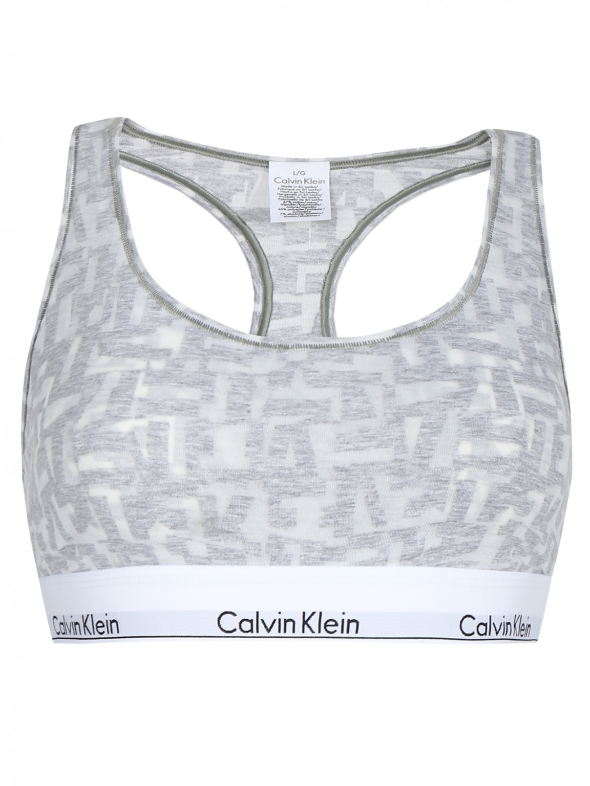 Топ из смешанного хлопка с узором Calvin Klein  –  Общий вид  – Цвет:  Серый