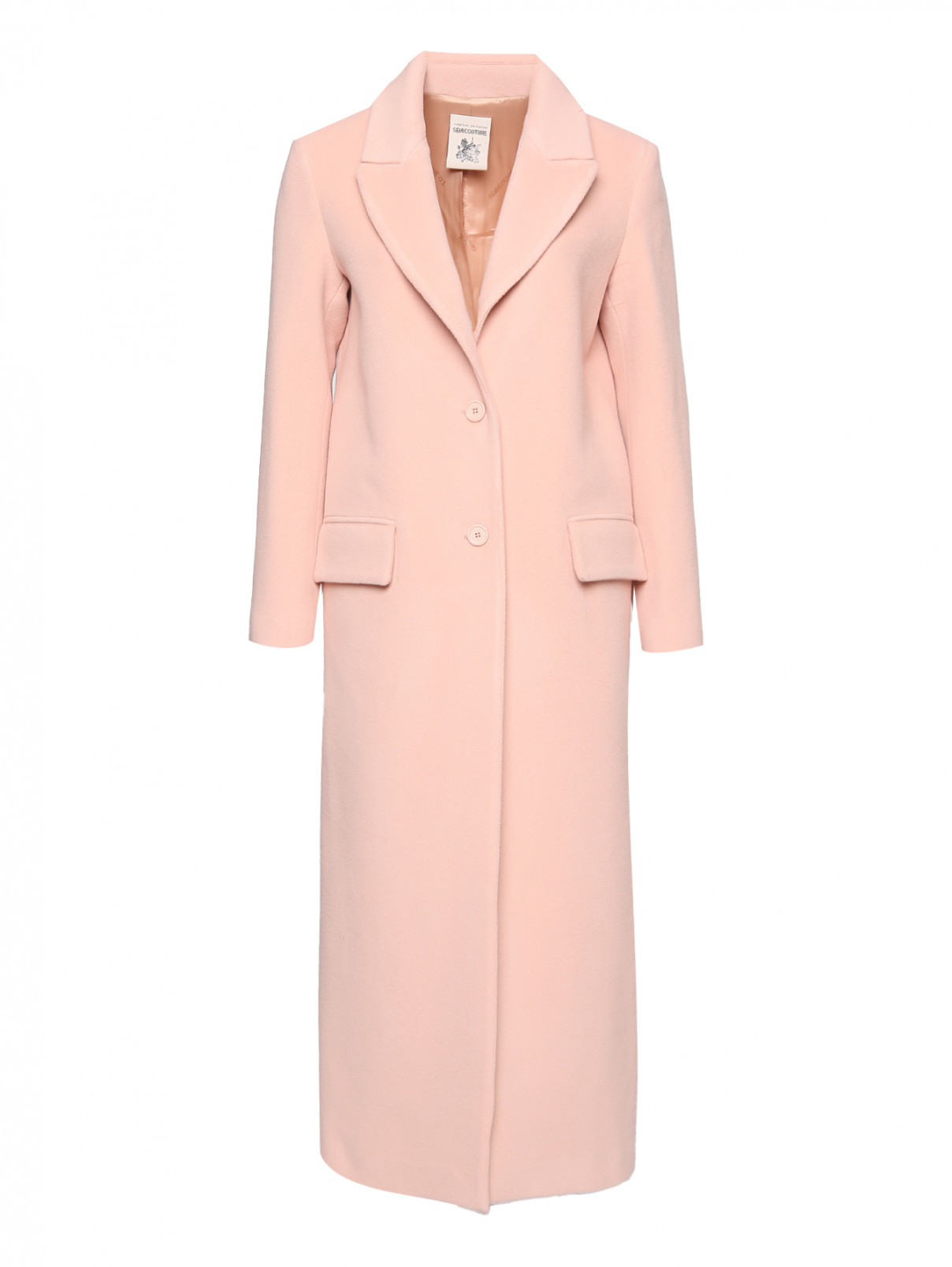 Пальто из шерсти с карманами Semicouture  –  Общий вид  – Цвет:  Розовый