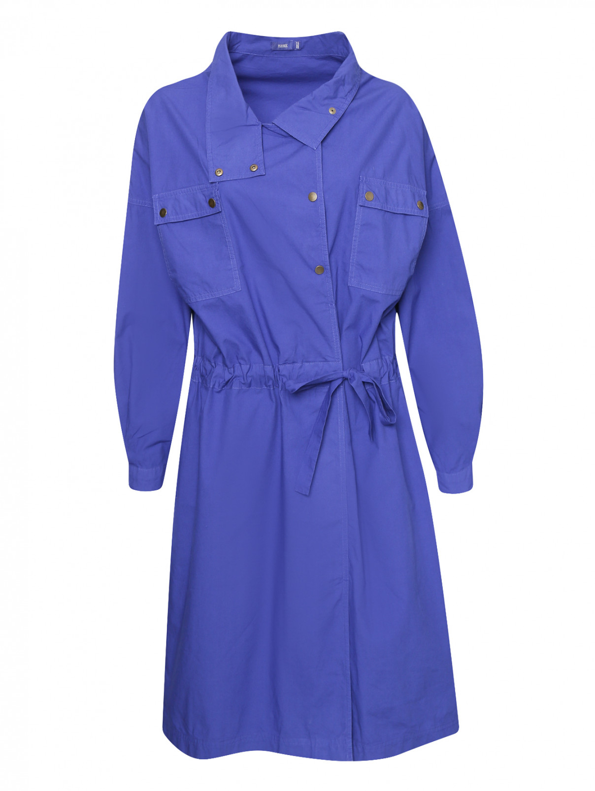 Платье из хлопка асимметричного кроя CLOSED  –  Общий вид  – Цвет:  Синий