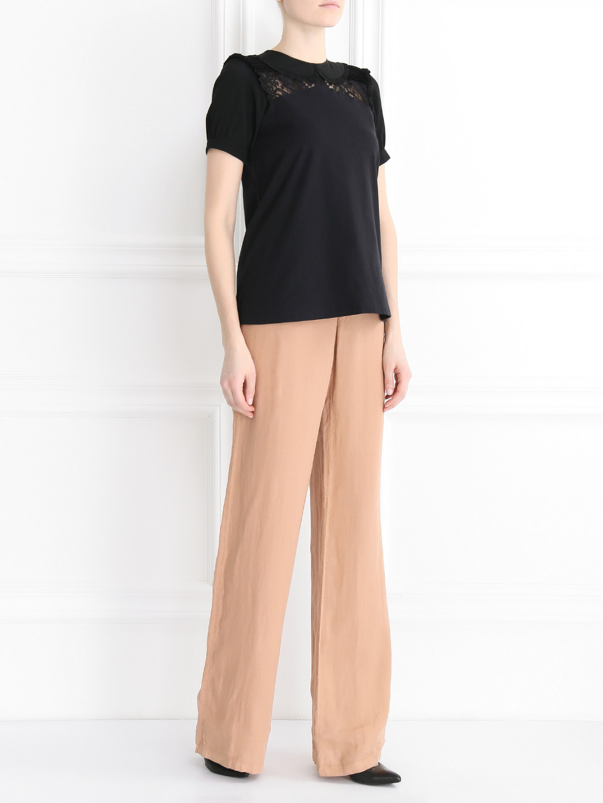 Расклешенные брюки из льна Armani Jeans  –  Модель Общий вид  – Цвет:  Оранжевый