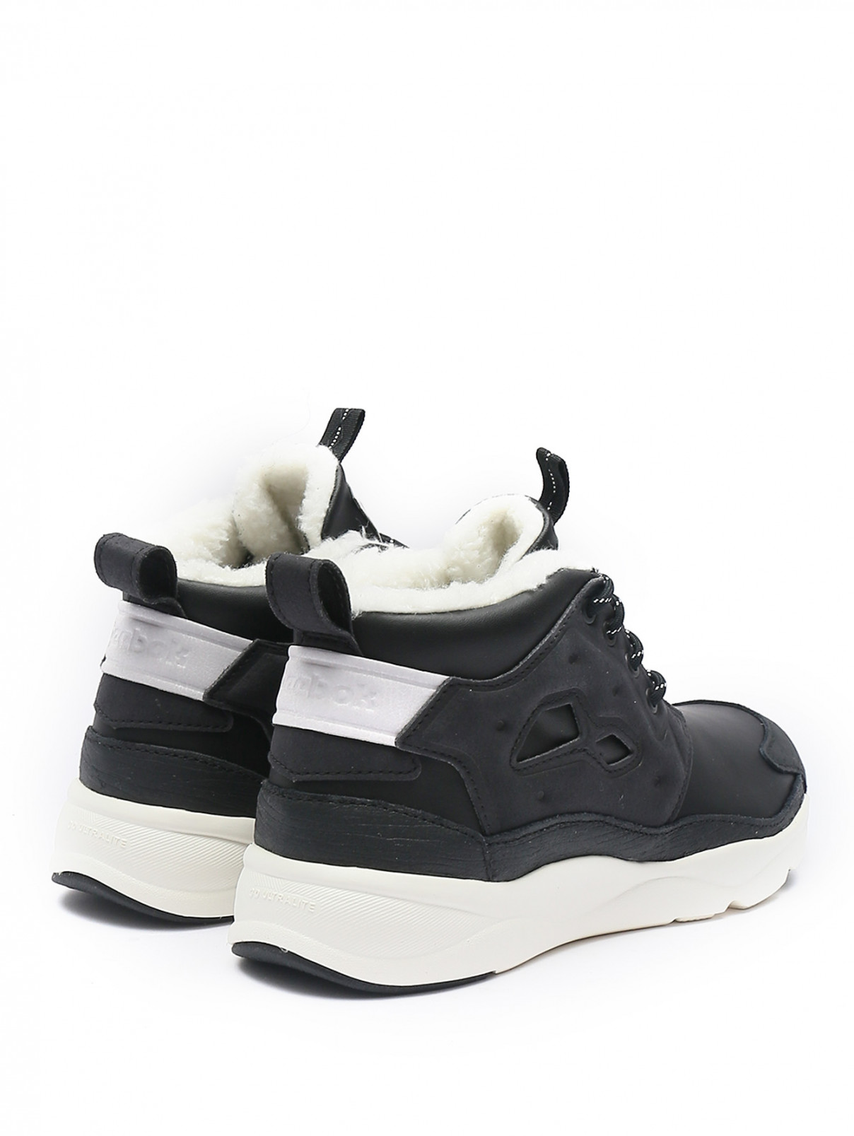 Ботинки на шнурках с меховой отделкой Reebok Classic  –  Обтравка2  – Цвет:  Черный