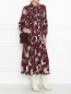 Платье макси  из шелка с принтом и юбкой в складку Weekend Max Mara  –  МодельОбщийВид