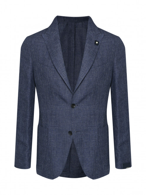 Пиджак из льна и шерсти с карманами LARDINI - Общий вид