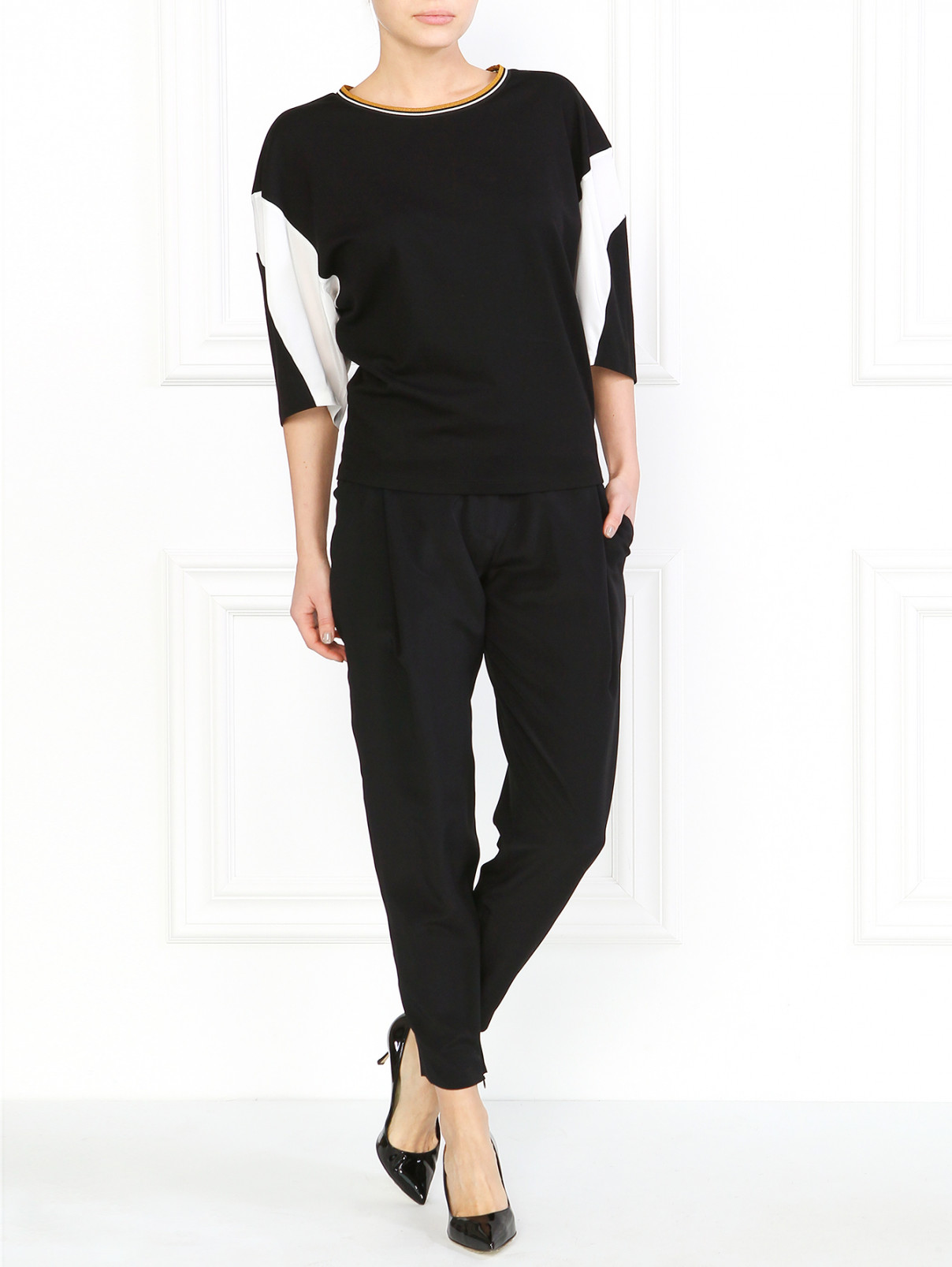Шелковые брюки с боковыми карманами Barbara Bui  –  Модель Общий вид  – Цвет:  Черный