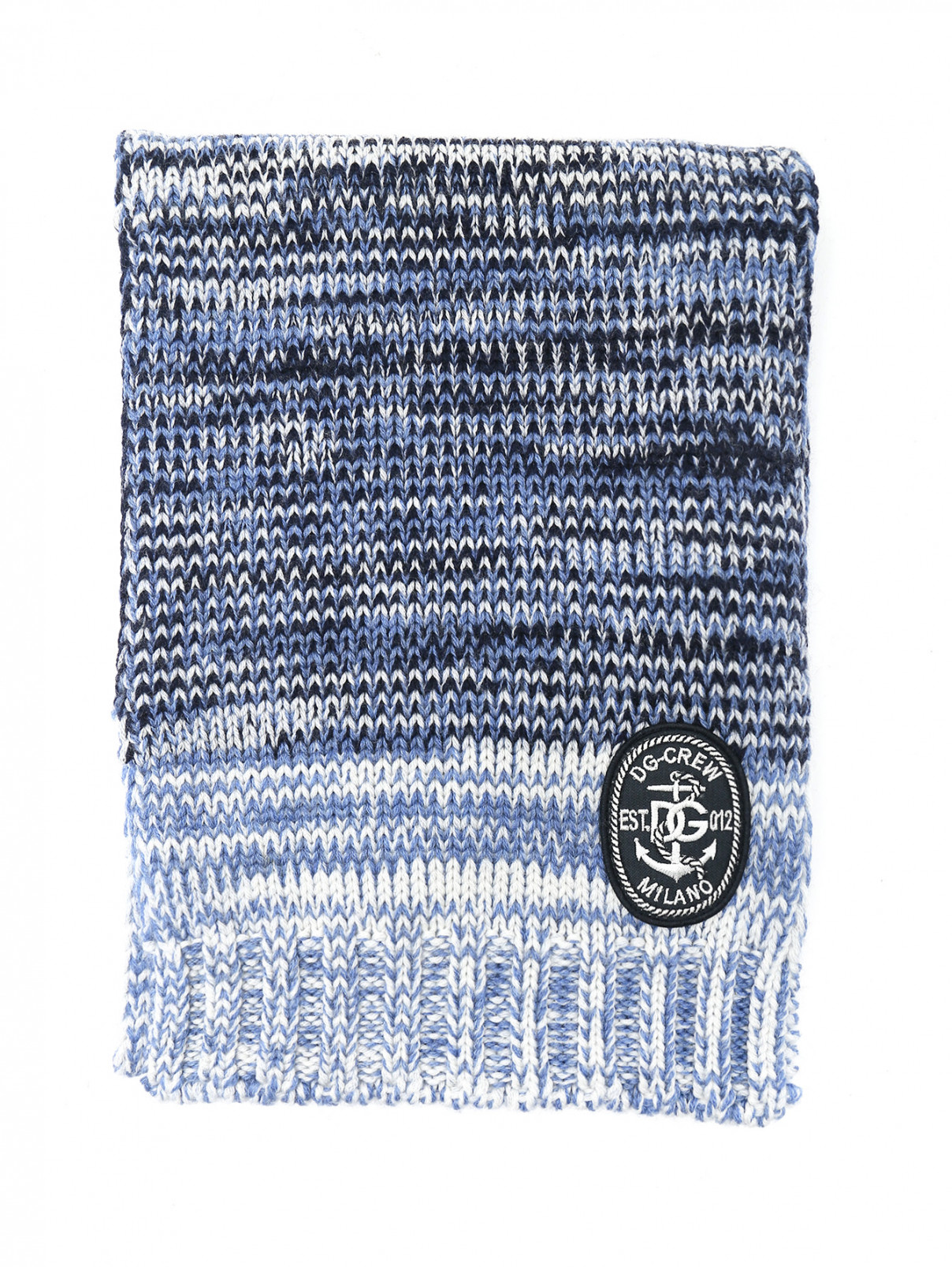 Шарф из шерсти с аппликацией Dolce & Gabbana  –  Общий вид  – Цвет:  Синий