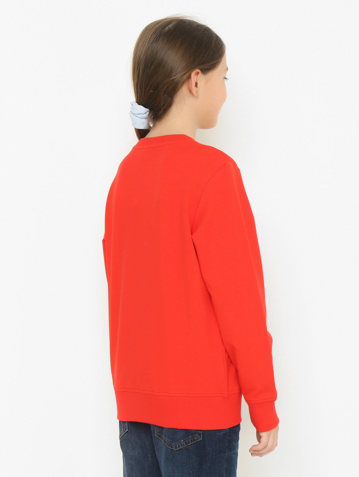 Свитшот с принтом из хлопка Moschino  –  МодельВерхНиз1  – Цвет:  Красный