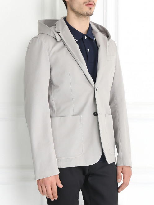 Пиджак однобортный из хлопка с капюшоном - Модель Верх-Низ