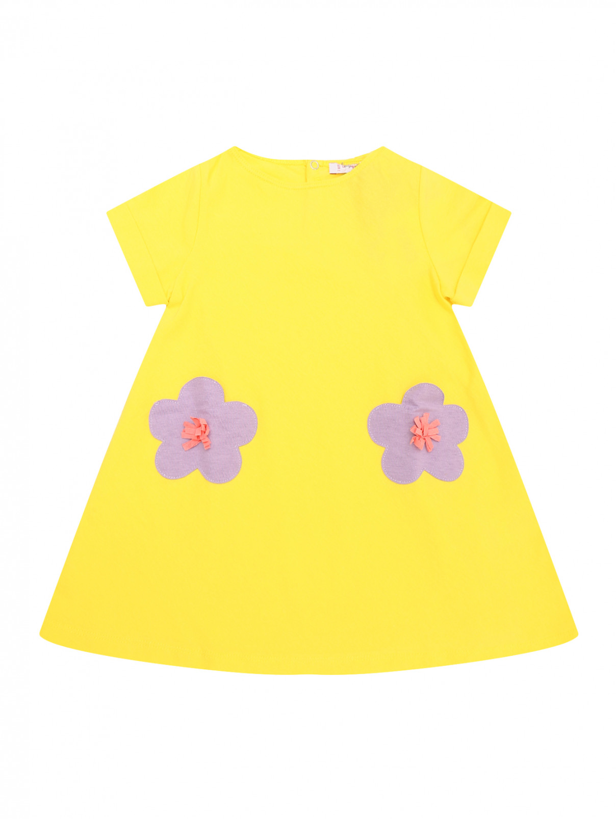 Платье трикотажное с аппликацией Il Gufo  –  Общий вид  – Цвет:  Желтый