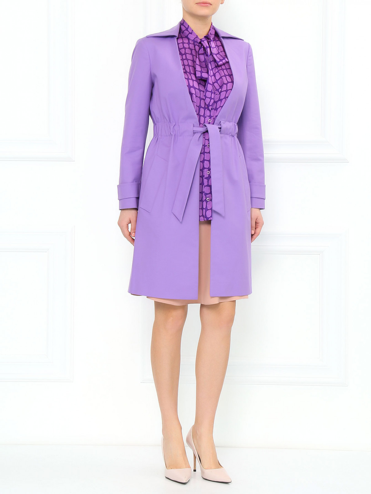 Блуза из шелка без рукавов с принтом Moschino Cheap&Chic  –  Модель Общий вид  – Цвет:  Фиолетовый
