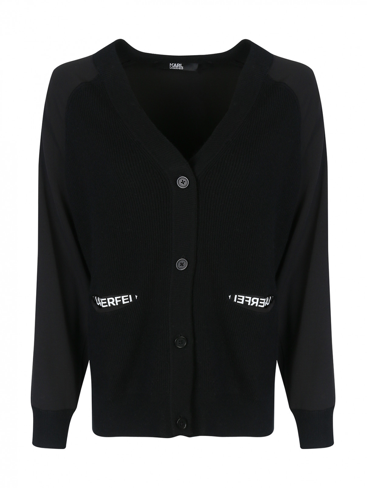 Джемпер удлиненный, из кашемира Karl Lagerfeld  –  Общий вид  – Цвет:  Черный