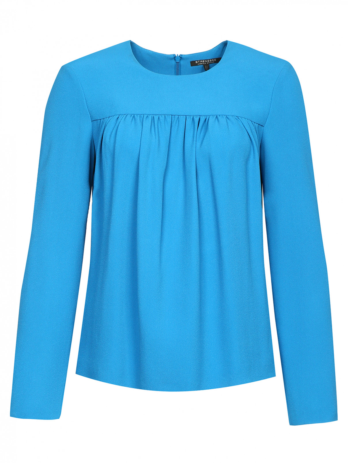Блуза из хлопка и пеньки Strenesse  –  Общий вид  – Цвет:  Синий