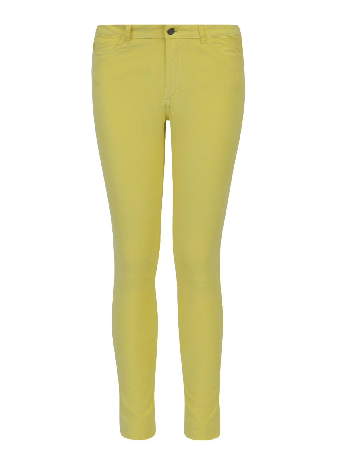 Зауженные брюки из микровельвета American Retro  –  Общий вид  – Цвет:  Желтый