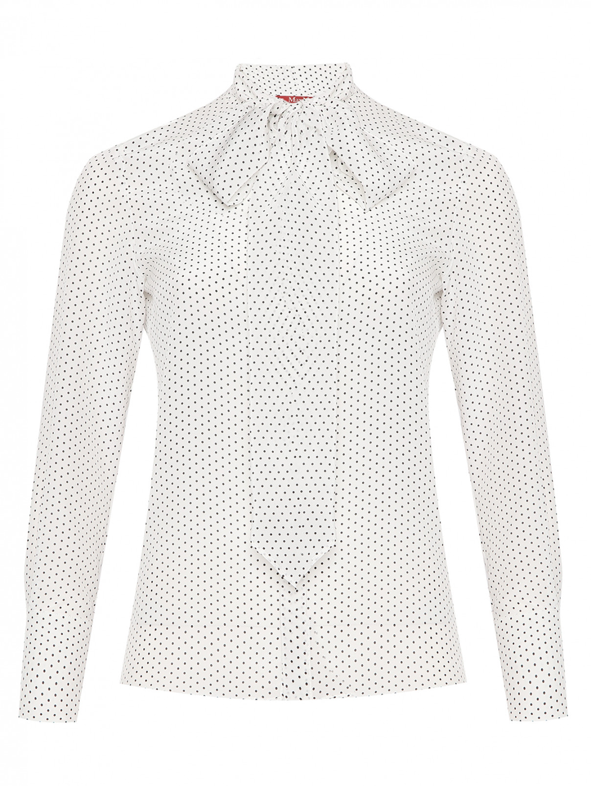Блуза из шёлка с узором Max Mara  –  Общий вид  – Цвет:  Белый